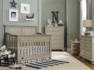 Picture of Dolce Baby Naples Full Panel Convertible Crib Grey Satin