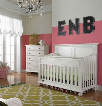 Picture of Dolce Baby Naples Full Panel Crib And 5 Drawer Dresser In Snow White