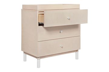 Picture of BabyLetto Gelato 3 Drawer Changer Dresser White Color Feet Washed Natural