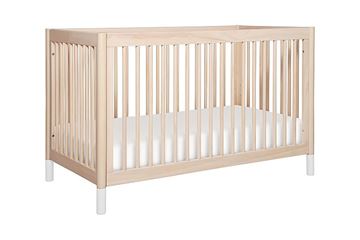 Picture of BabyLetto Gelato 4-in-1 Convertible Crib White Color Feet, with toddler rail Washed Natural