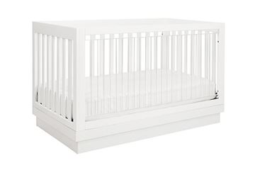 Picture of BabyLetto Harlow 3-in-1 Convertible Crib in White and Acrylic, with toddler rail KGW