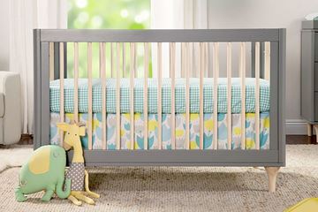 Picture of BabyLetto Lolly 3 in 1 Convertible Crib Toddler Rail Included Grey / Washed Natural-White / Natural