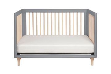 Picture of BabyLetto Lolly 3 in 1 Convertible Crib Toddler Rail Included Grey / Washed Natural-White / Natural
