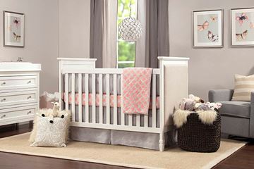 Picture of Davinci Lila 3 in 1 Convertible Crib In White With Oatmeal Fabric Finish