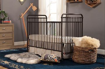 Picture of Franklin & Ben Abigail 3-in-1 Convertible Crib Toddler Rail Included Vintage Iron/Distressed White Iron