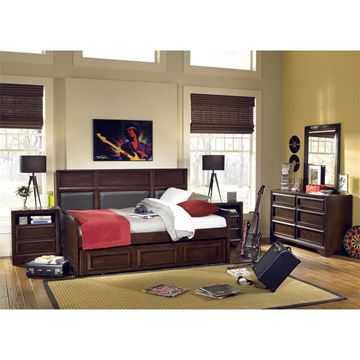 Picture of Legacy Kids Benchmark Complete Upholstered Panel Daybed w/Trundle/Storage Drawer, Full 4/6