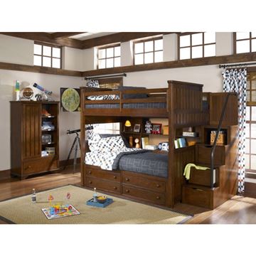 Picture of Legacy Kids Dawson's Ridge Complete Twin over Twin Bunk w/Bedside Storage (For room planning, size without ladder is 82x57x76)