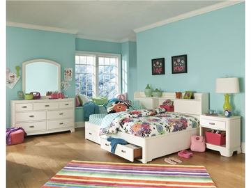 Picture of Legacy Kids Park City in White Complete Bookcase Storage Lounge Bed, Full 4/6