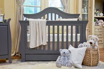 Picture of Million Dollar Baby Ashbury 4-in-1 Convertible Crib Toddler Rail Included Espresso/White/Manor Grey