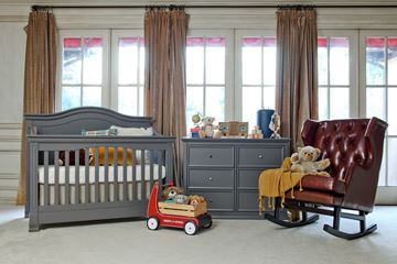 Picture of Million Dollar Baby Louis 4-in-1 Convertible Crib Toddler Rail Included Manor Grey/Espresso/Dove
